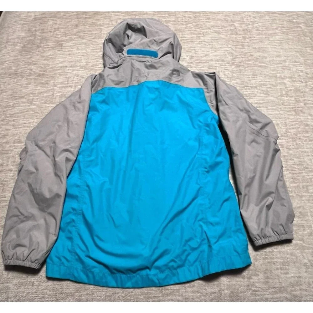 The North Face Girls Jacket Size L 14/16‎ Gray Blue Waterproof Hooded Rain Coat